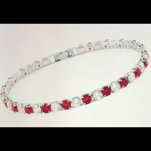 Glamouresq Rhodium Plated AAA+CZ Tennis Bracelet